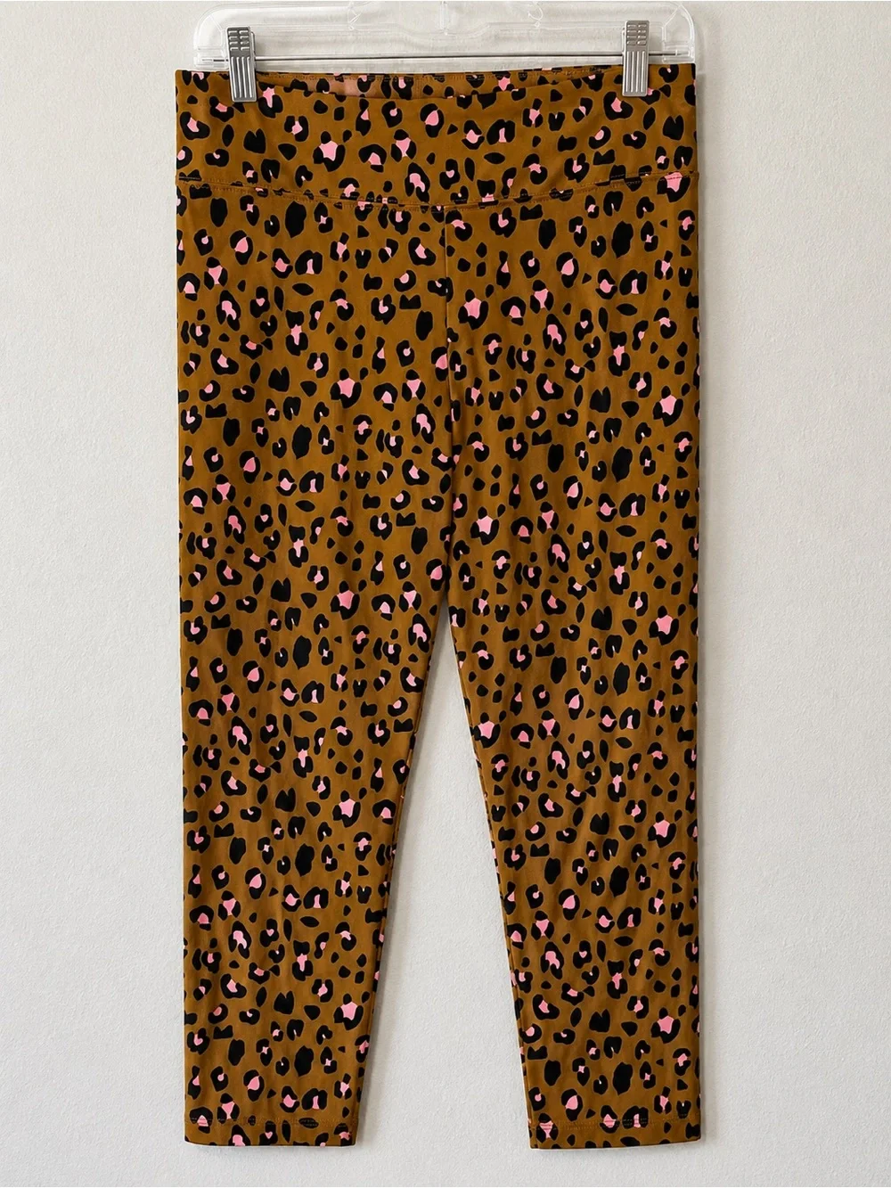 Women’s J.Crew Leopard Print Leggings Brown Black Pink Accents SZ Med